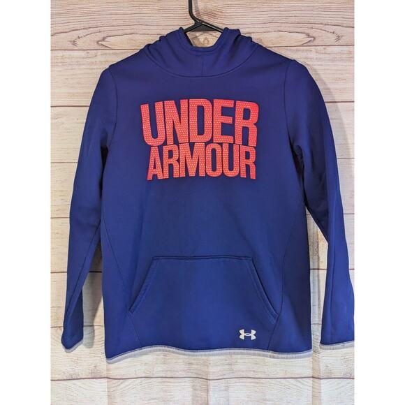 UNDER ARMOUR HOODIE YOUTH LARGE PURPLE PINK PULLOVER STORM HOODED SWEATSHIRT - Picture 1 of 6